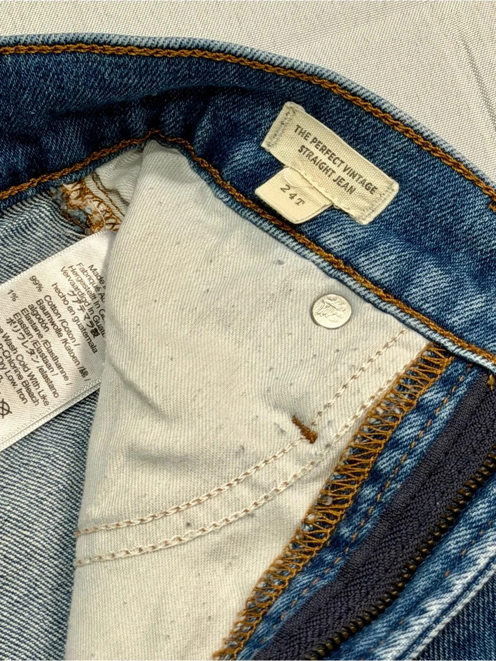 Madewell The Perfect Vintage Straight Jeans Women’s 24T Tall High Rise Blue